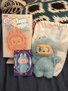 Labubu Blue Furry Monster Collectible Plush Figure - Hope